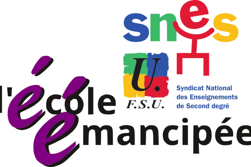logo de l'école émancipée (éé) avec logo SNES-FSU