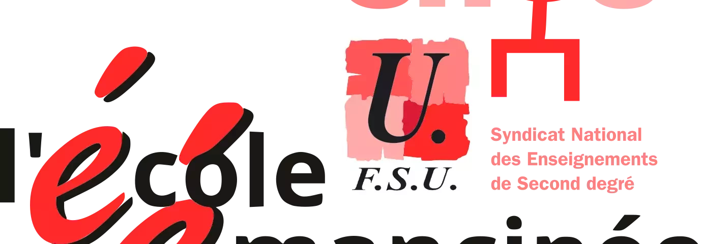 logo de l'école émancipée (éé) avec logo SNES-FSU rouge